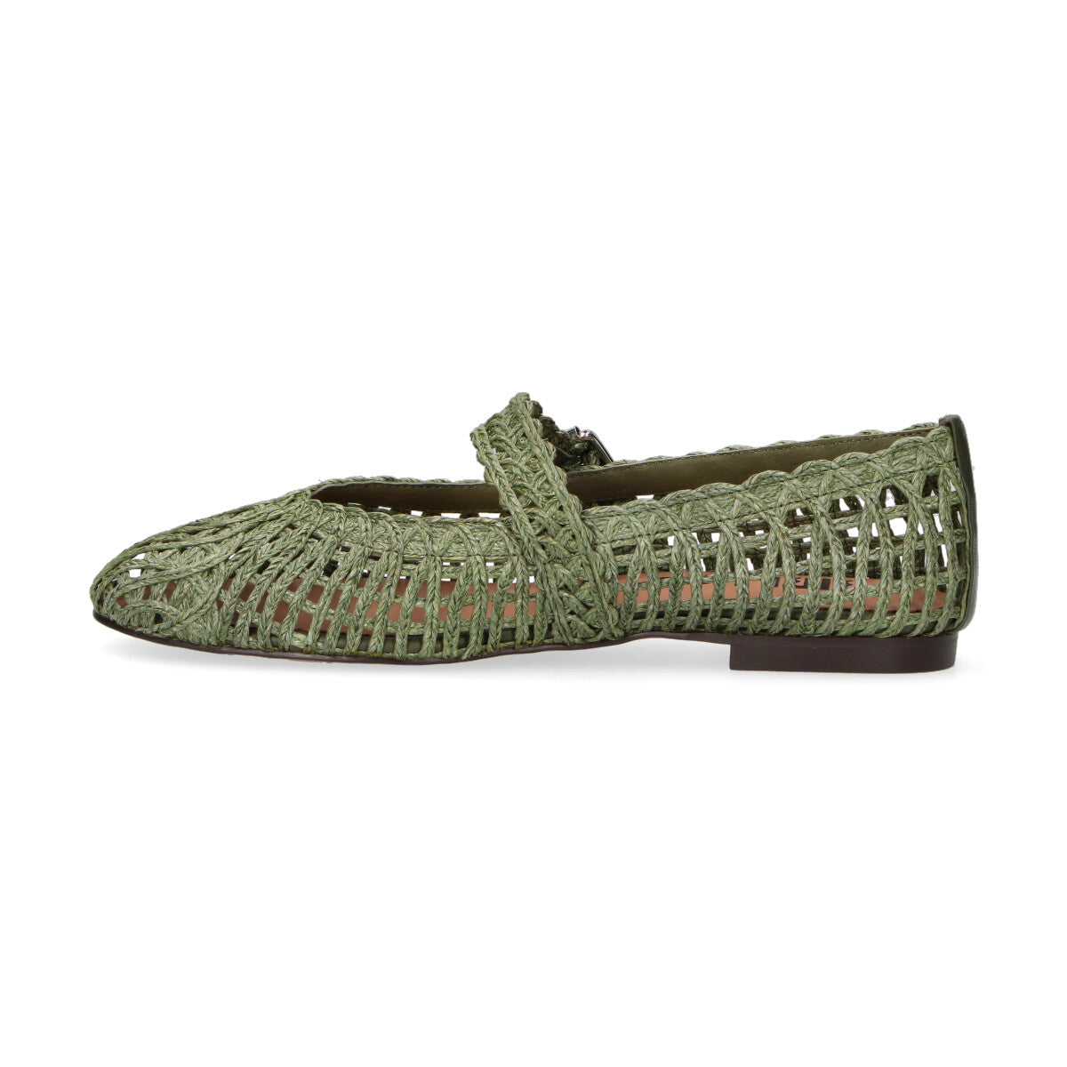 Bibi Lou ballerina intrecciata in raffia verde