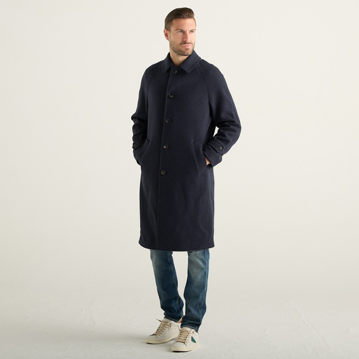 Circolo 1901 Cappotto Uomo Blu Navy Lungo con Bottoni e Colletto Classico