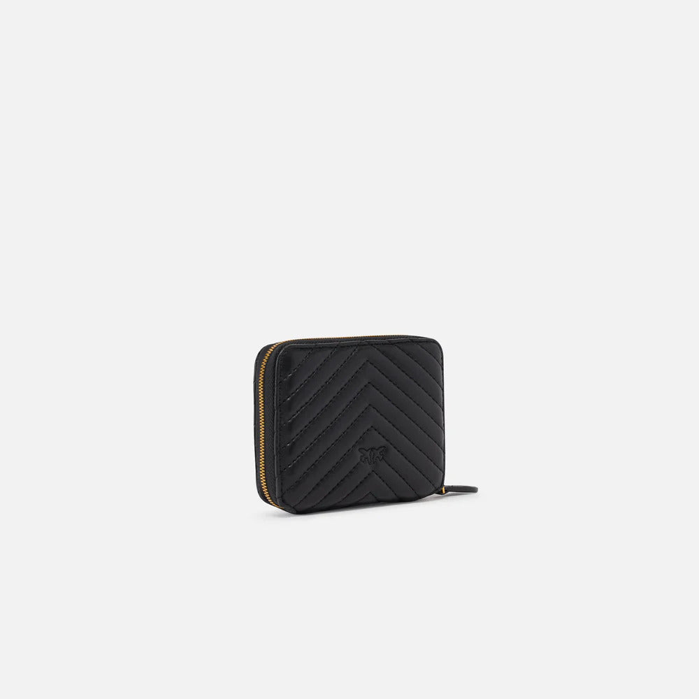 Pinko portafoglio quadrato zip-around chevron nero