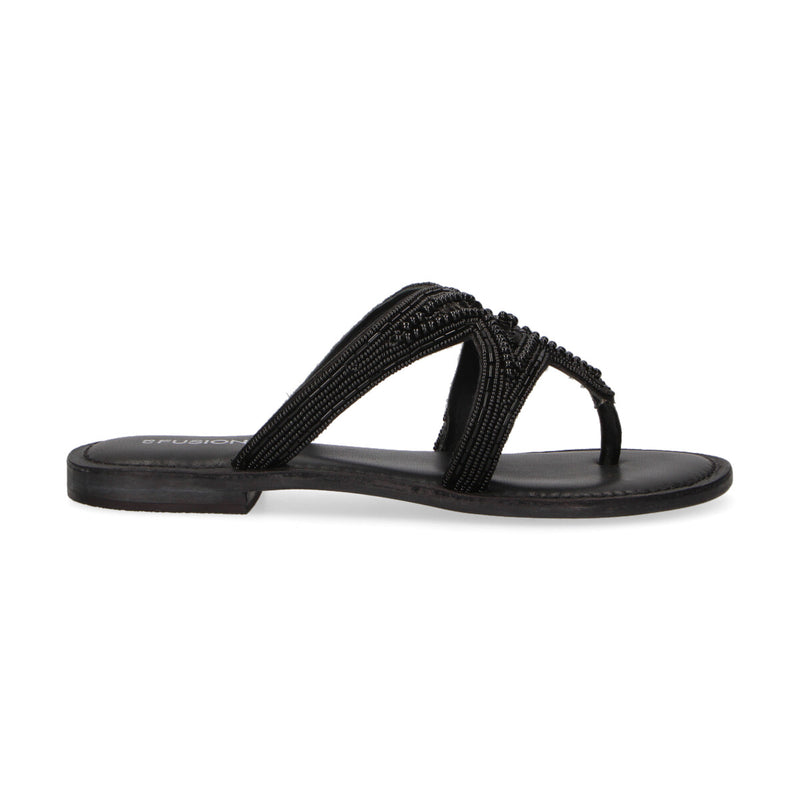 Coral Blue ciabatta in pelle nera