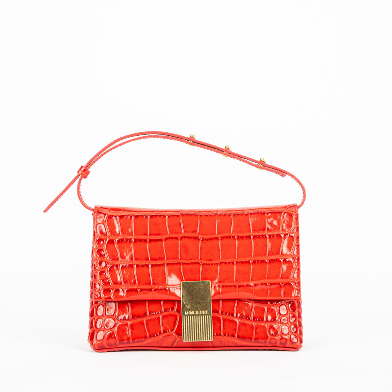 Mouliebre borsa in cocco stampato rossa