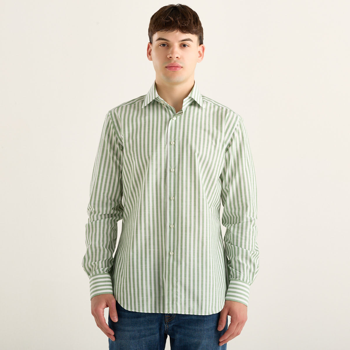 Xacus camicia a righe bianca e verde