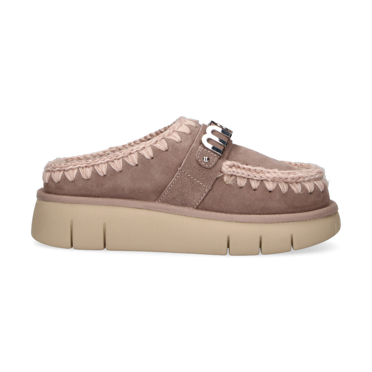 Mou ciabatta Bounce clog metal logo beige