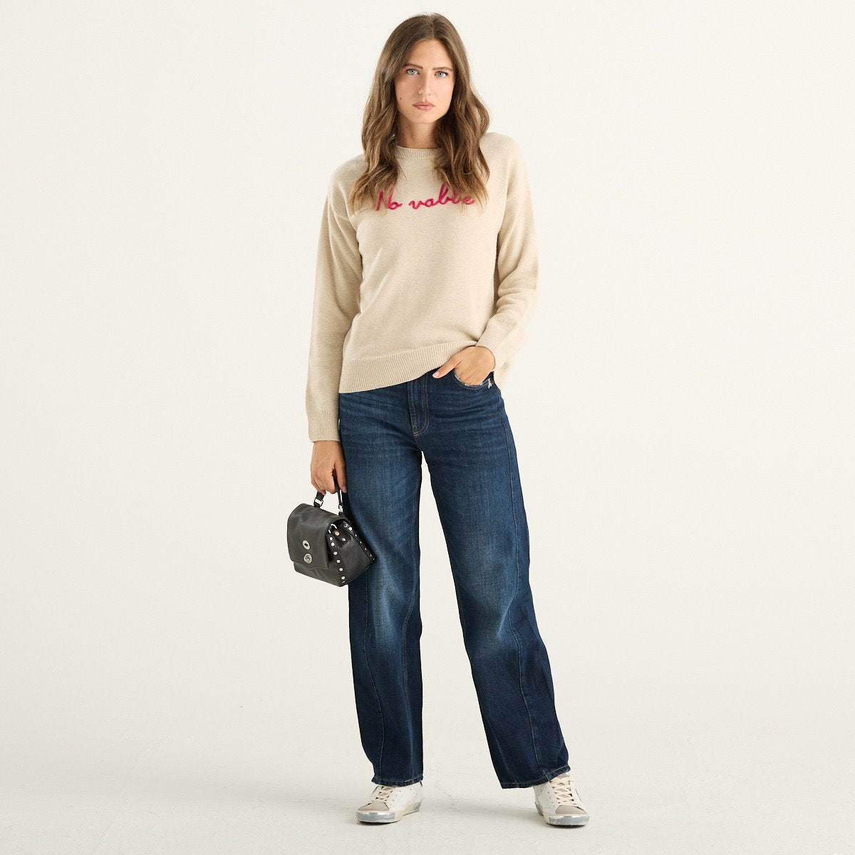 MC2 Saint Barth maglia donna Tessa beige con ricamo No Vabbè