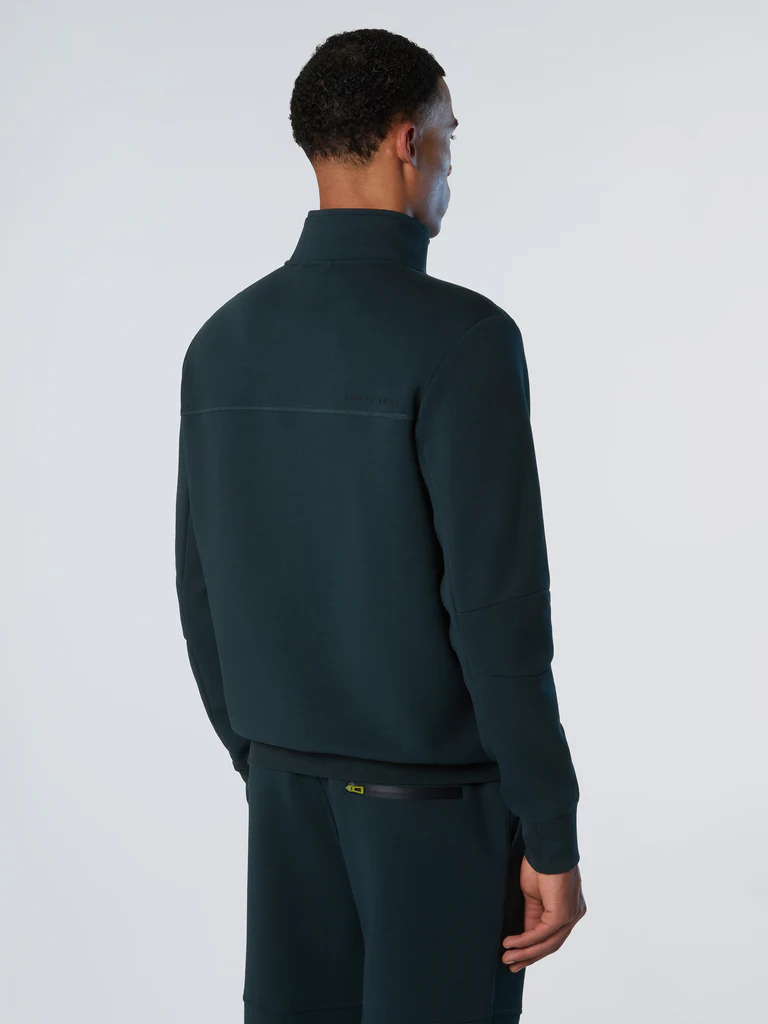 North Sails Felpa in scuba con zip verde