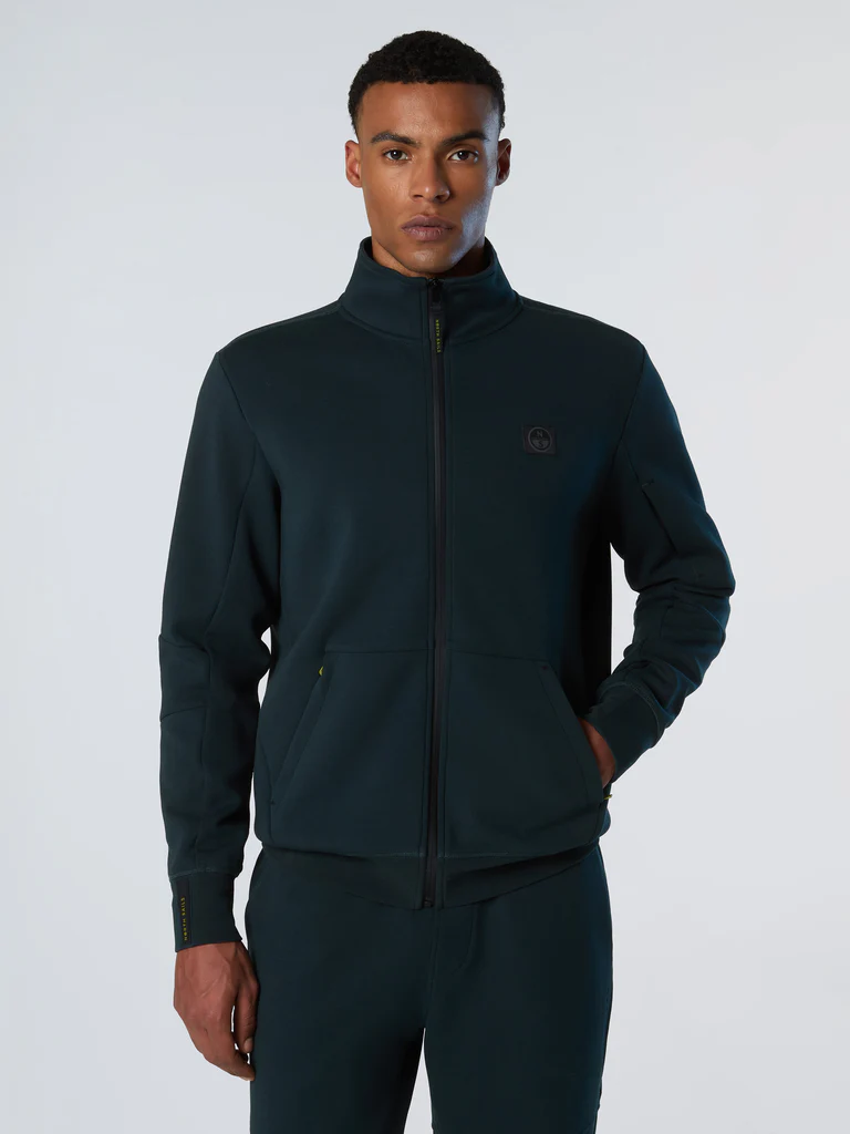 North Sails Felpa in scuba con zip verde