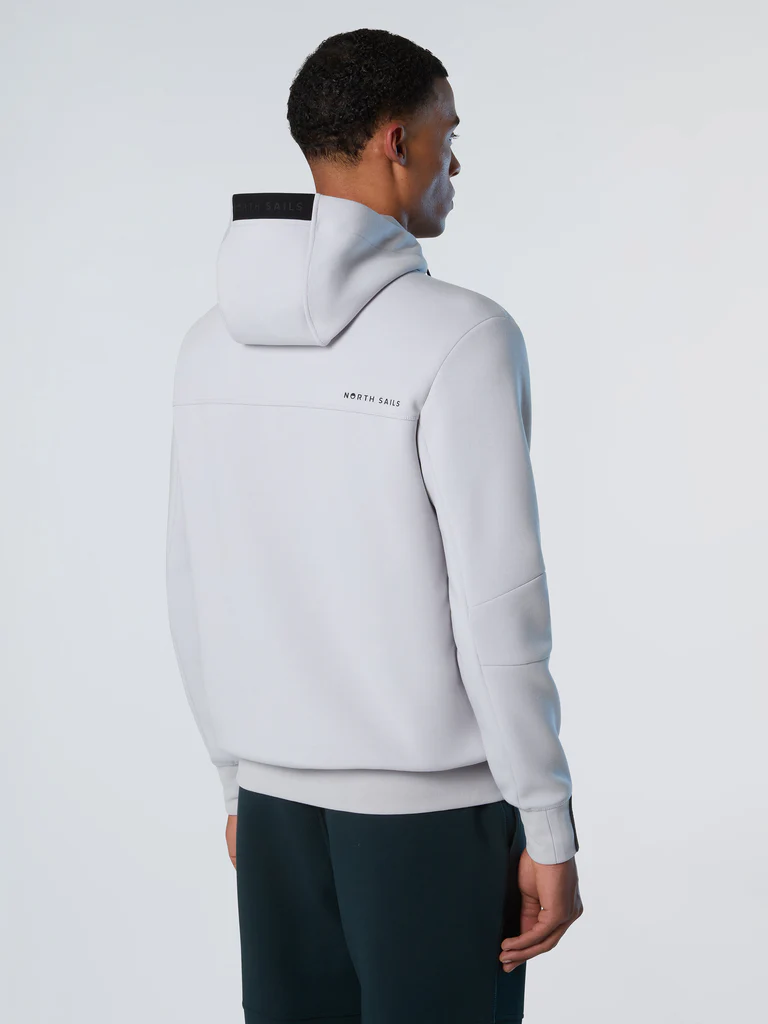 North Sails Felpa hoodie in scuba con zip grigia
