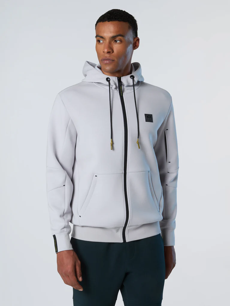 North Sails Felpa hoodie in scuba con zip grigia