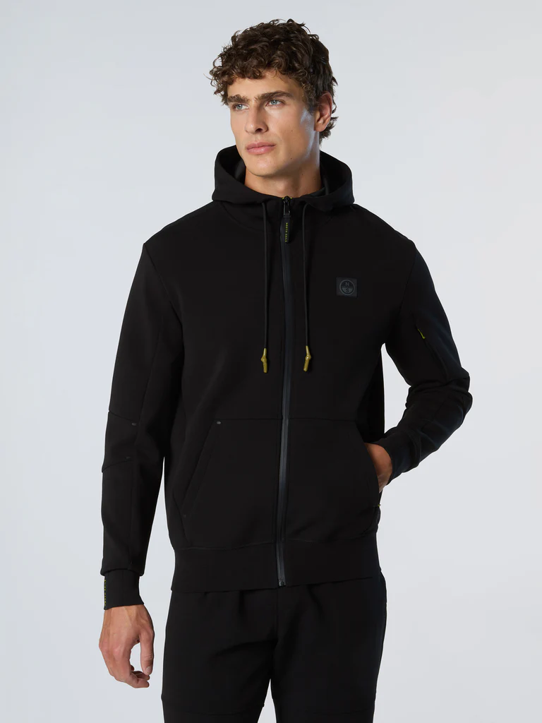 North Sails Felpa hoodie in scuba con zip nera