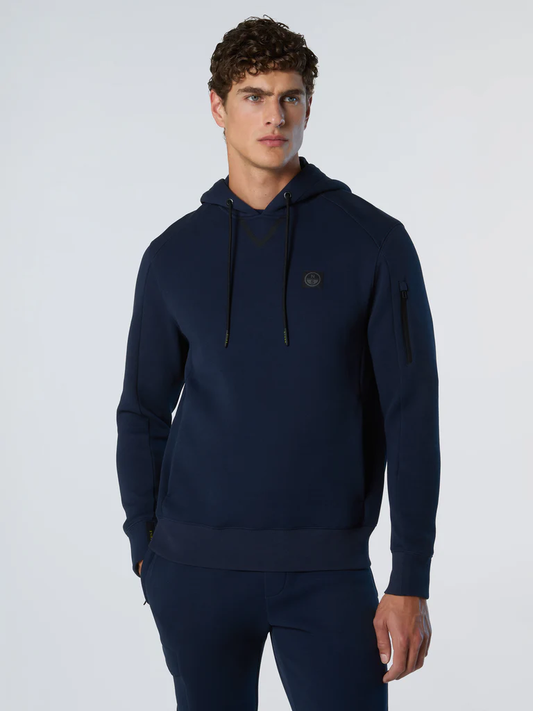 North Sails Felpa hoodie in piquet scuba blu
