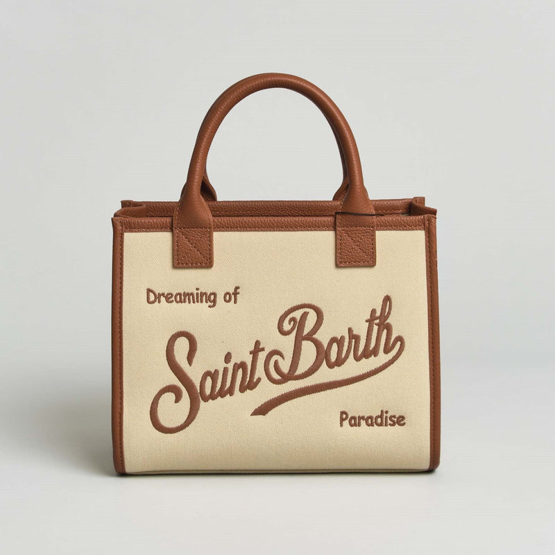 Mc2 Saint Barth borsa vanity mini panna e cuoio
