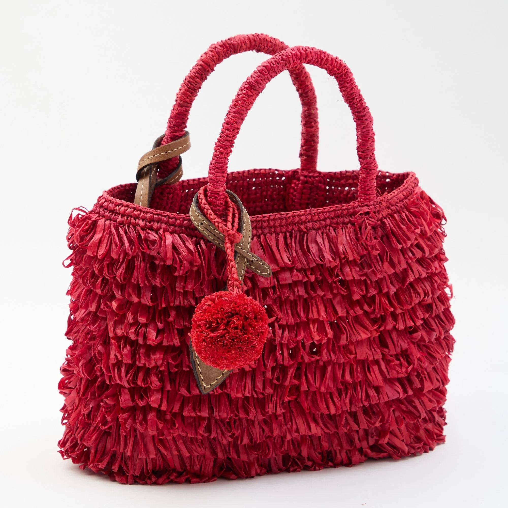 Afar borsa Keisha small in raffia rossa