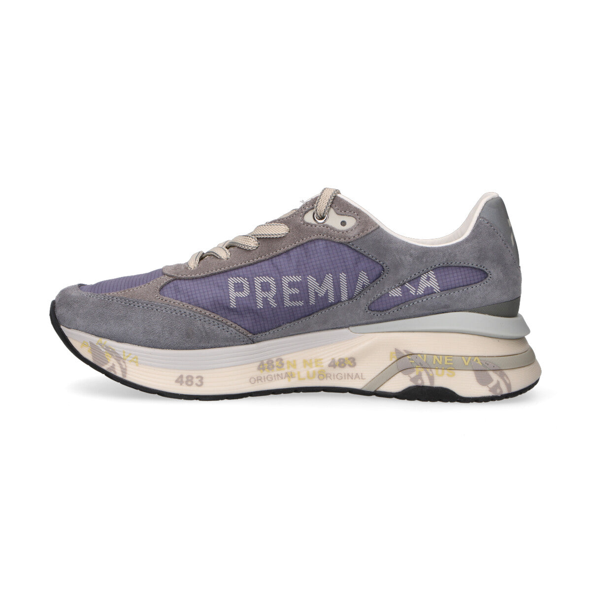 Premiata sneaker Moerun in camoscio grigio