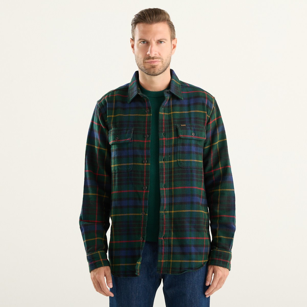 Filson camicia uomo Vintage Flannel Work verde a quadri