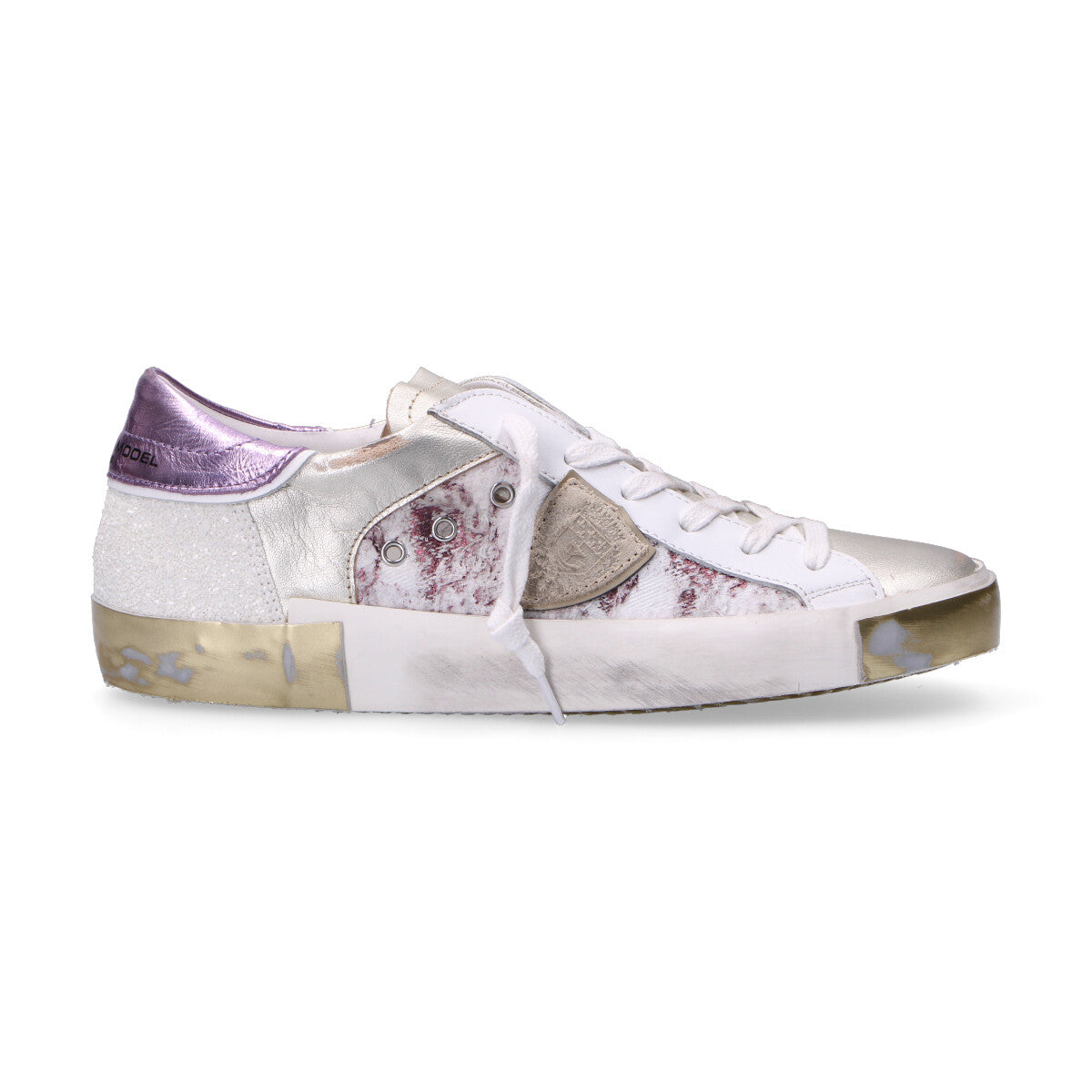 Philippe Model sneaker metal glitter jeans bianca