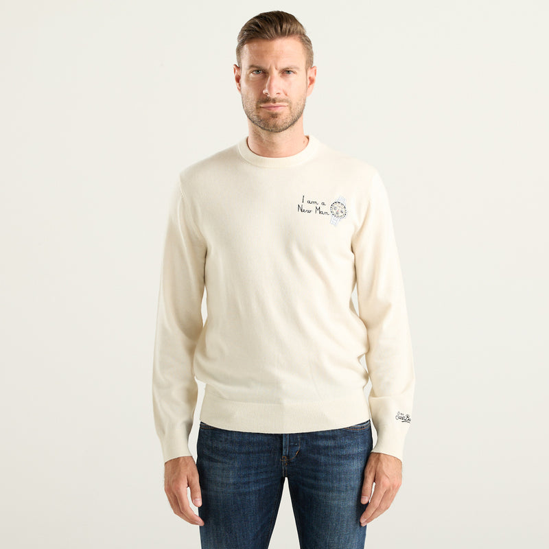 MC2 Saint Barth Heron Light Maglione Uomo Panna New Man