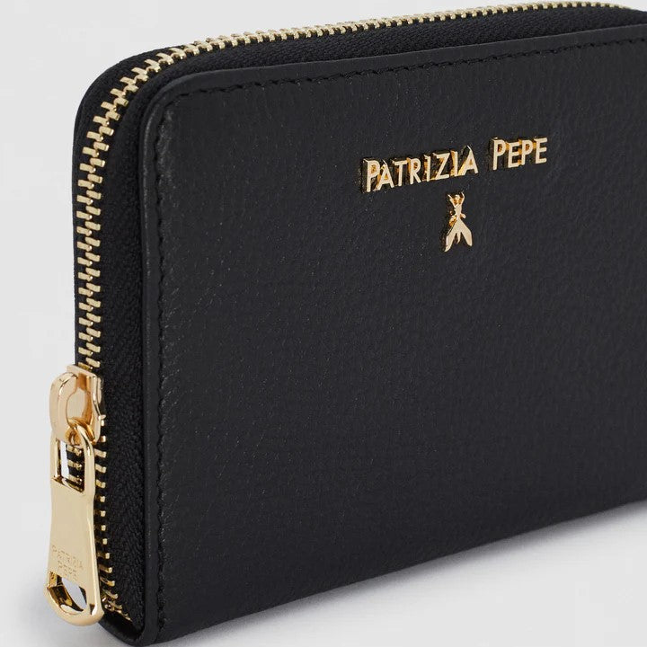 Patrizia Pepe portafoglio con logo in pelle nera