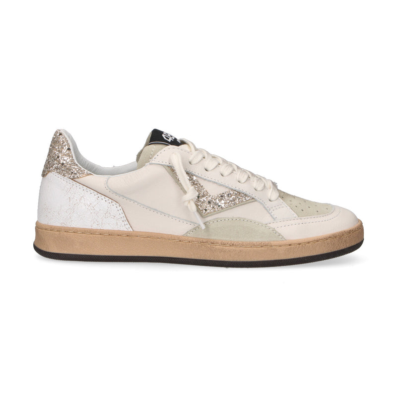 4B12 sneaker Playnew in pelle bianca con glitter