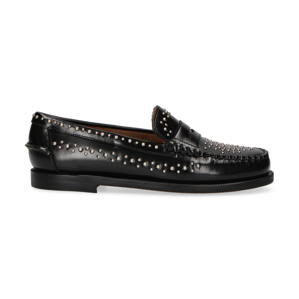 Sebago mocassino con borchie in pelle nera