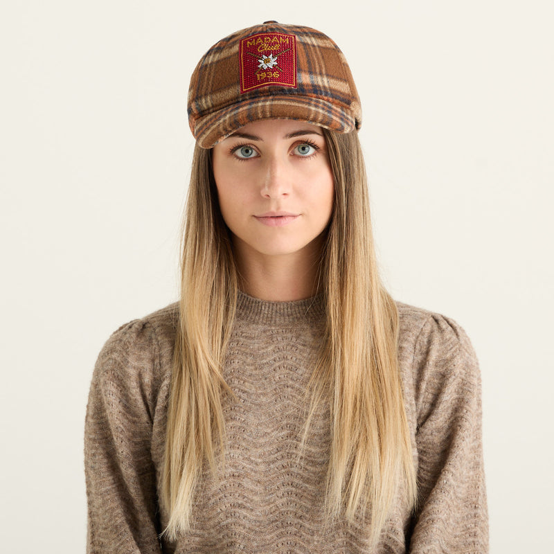 Rue Madam Paris Cappellino Baseball Donna Tartan Marrone