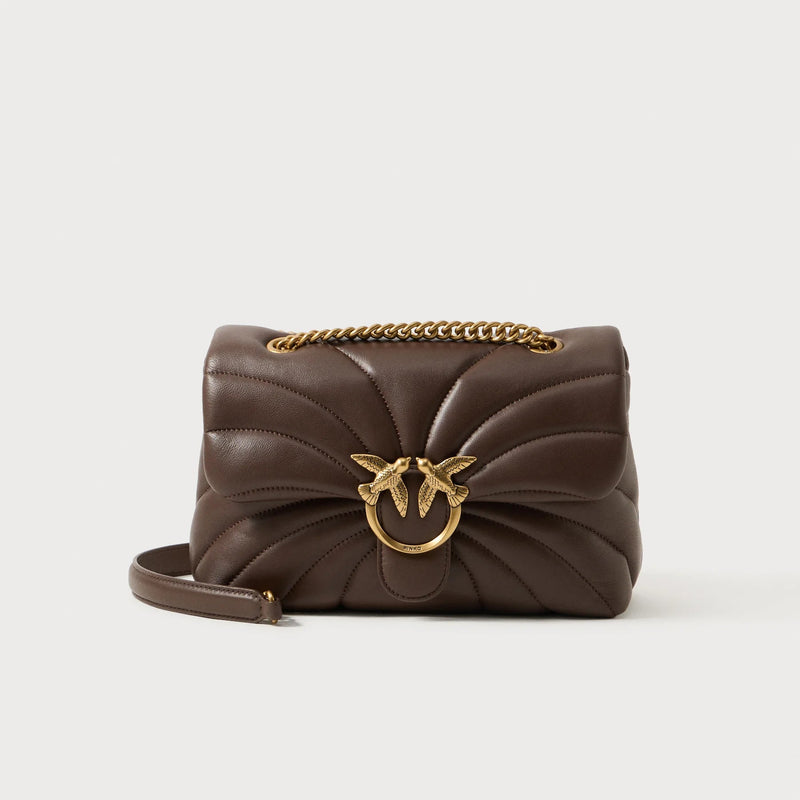 Pinko Mini Love Bag Puff Butterfly pelle marrone