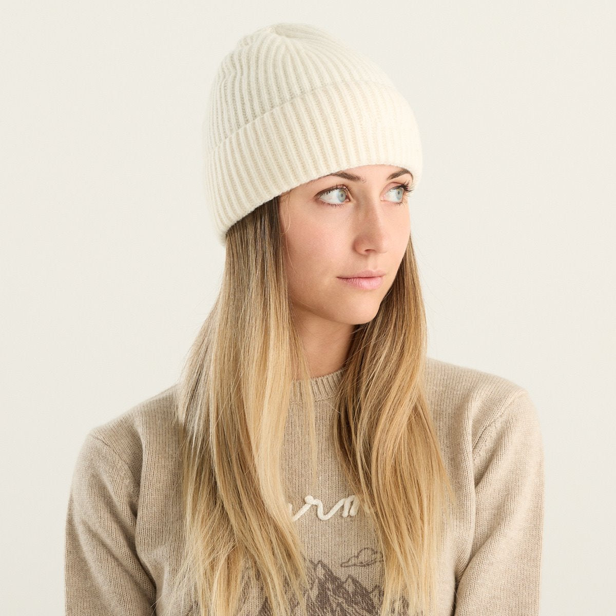 MC2 Saint Barth Cappello Moss Wool Donna Panna in 100% Lana a Coste