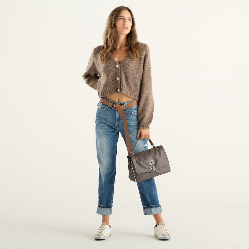 Haveone cardigan donna moro corto con bottoni gioiello