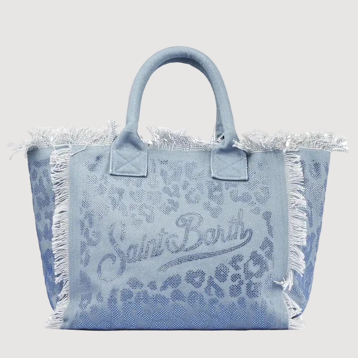 Mc2 Saint Barth borsa vanity strass leopard azzurra