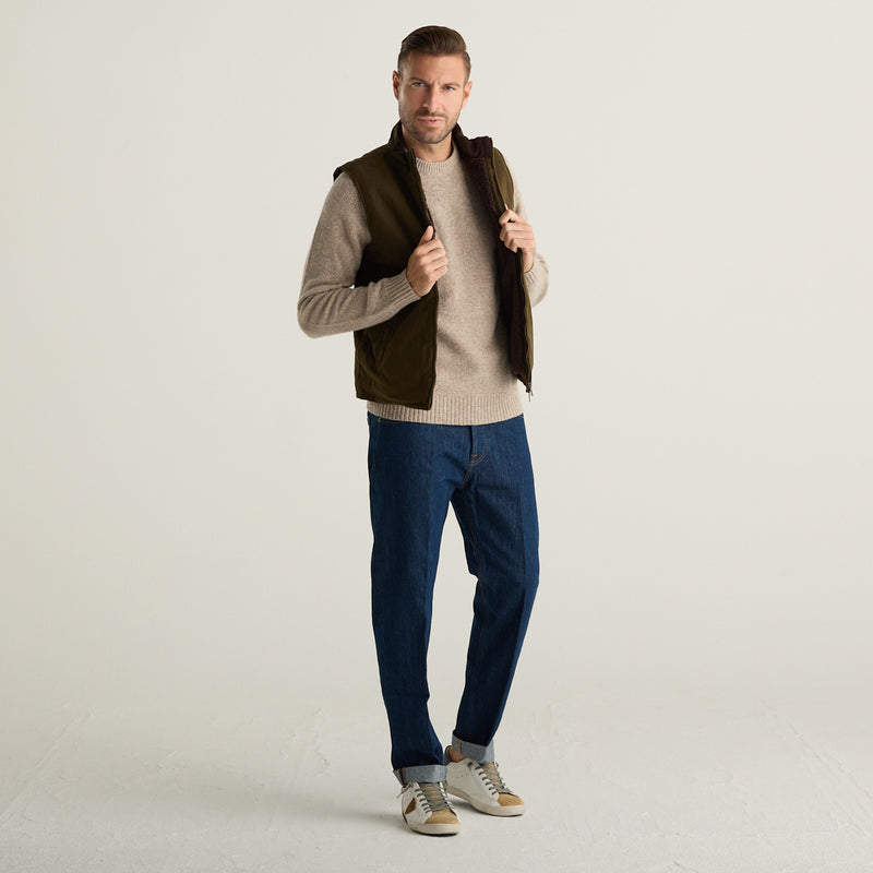 MC2 Saint Barth Gilet Uomo Edgar Verde Kombu Cerato con Interno Teddy
