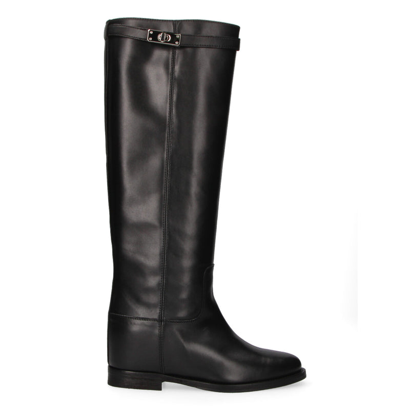 Via Roma 15 stivale Luxury con cinturino in pelle nera