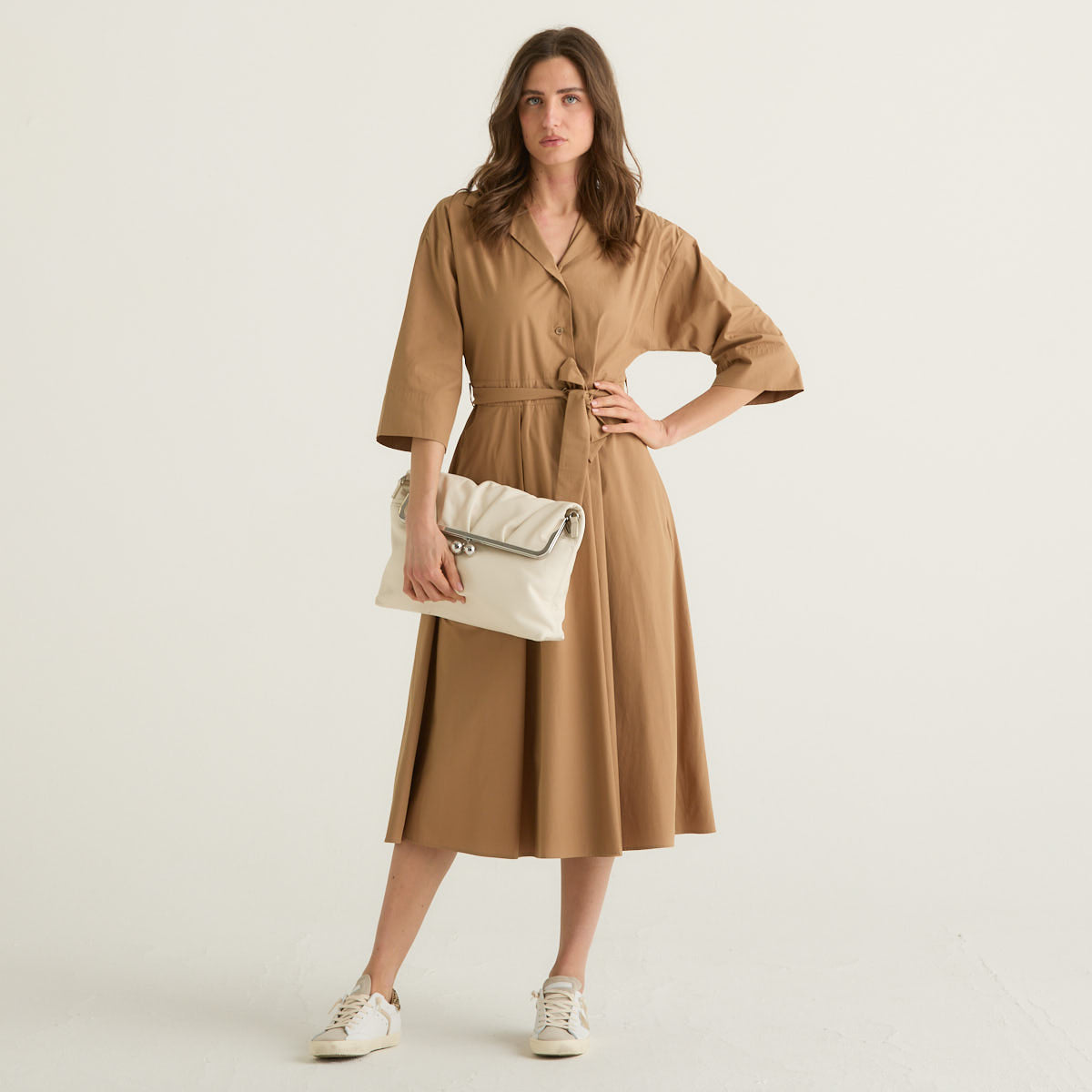 Weekend MaxMara abito chemisier midi cuoio