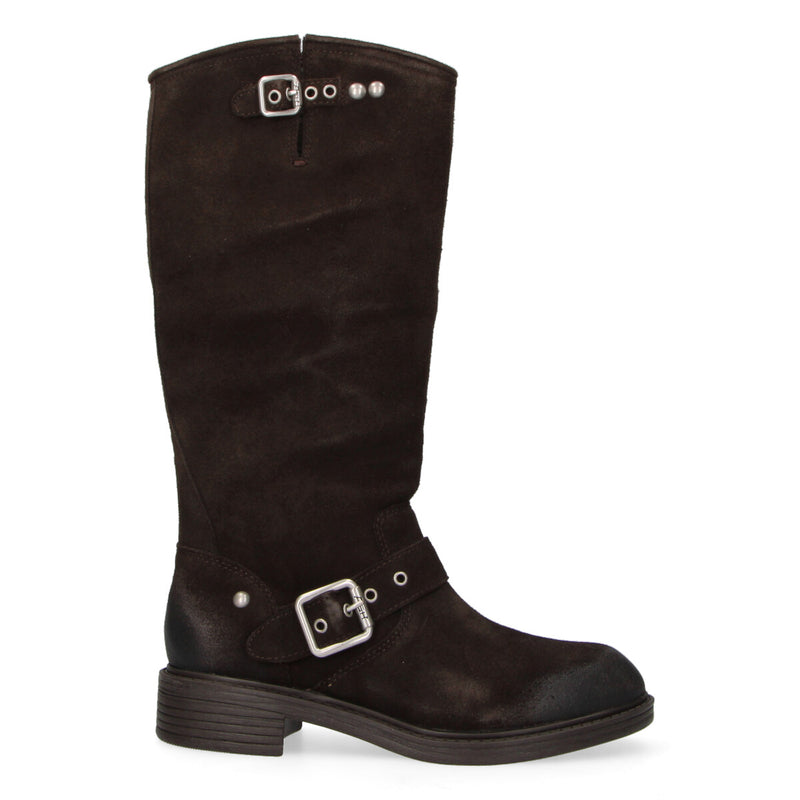 Ash stivale biker Freesia con fibbie in camoscio testa di moro