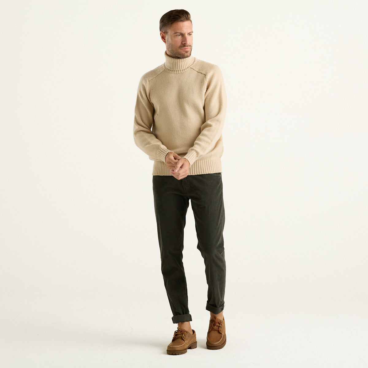 Circolo 1901 maglione dolcevita in maglia rasata beige