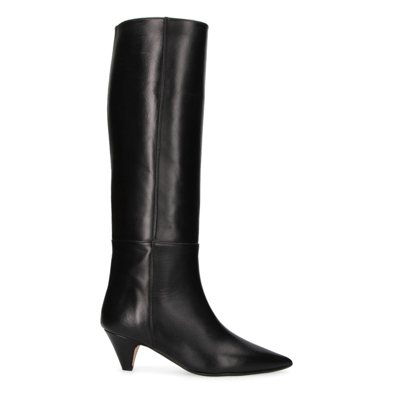 Anna F stivale in pelle nera