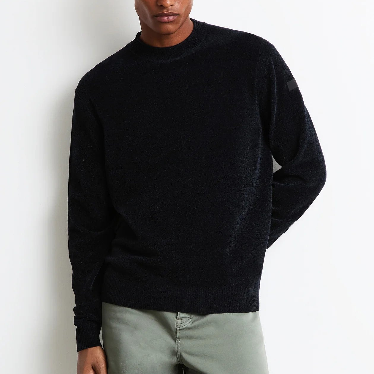 Rrd maglione girocollo Velvet Round ciniglia blu