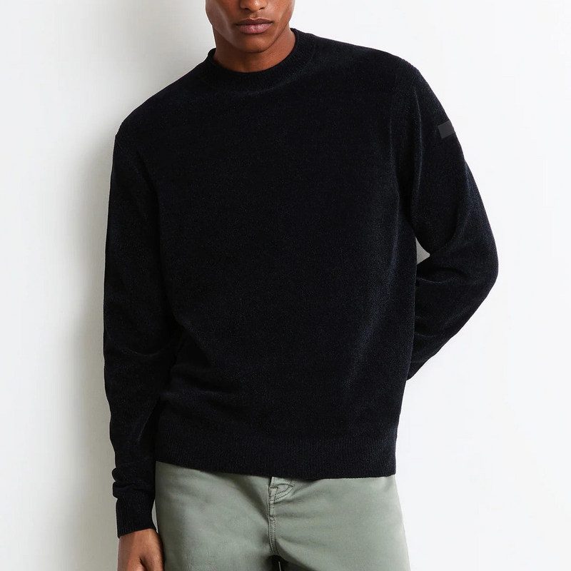 Rrd maglione girocollo Velvet Round ciniglia blu