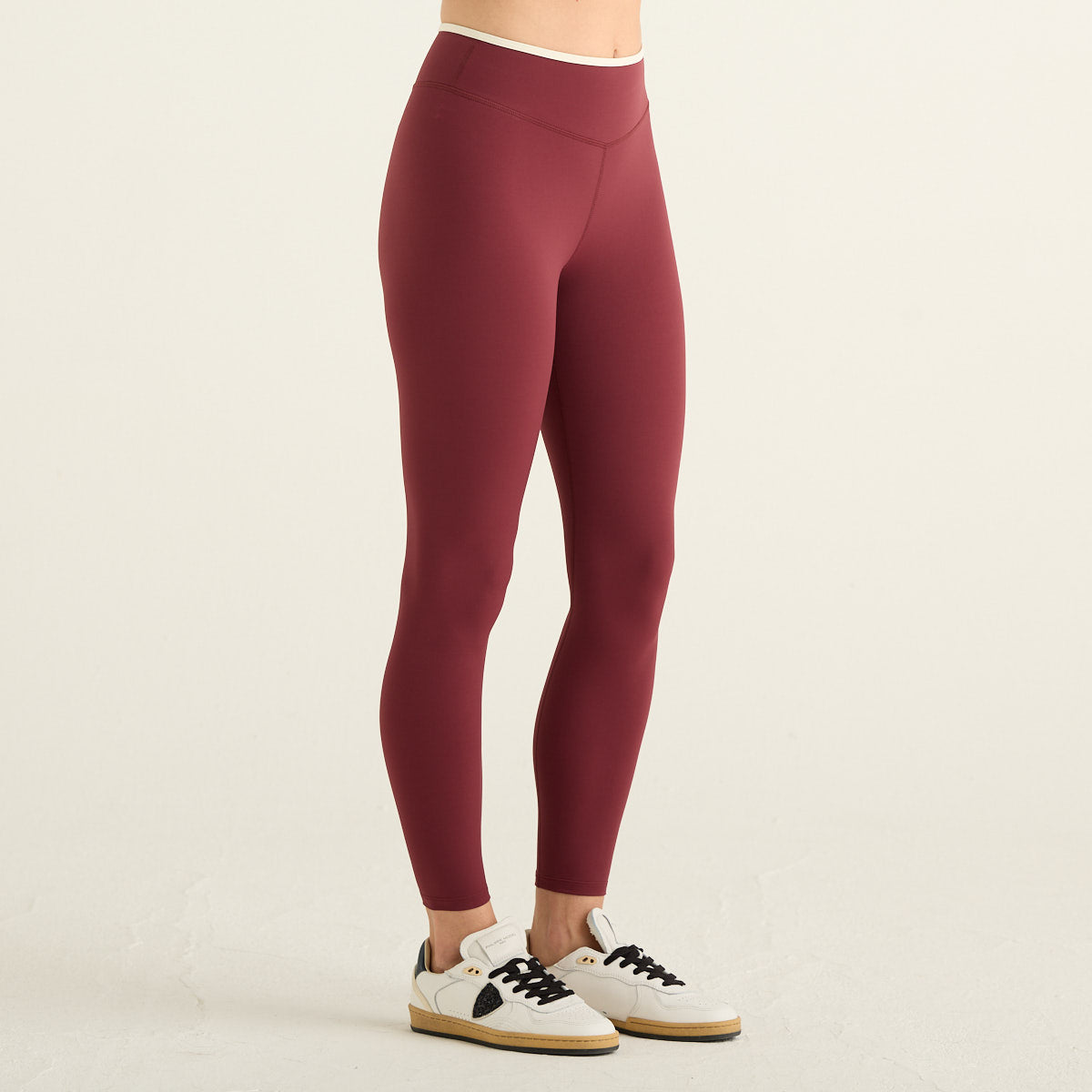 MC2 Saint Barth Kaya Leggings Bordeaux a Vita Alta con Profilo a Contrasto