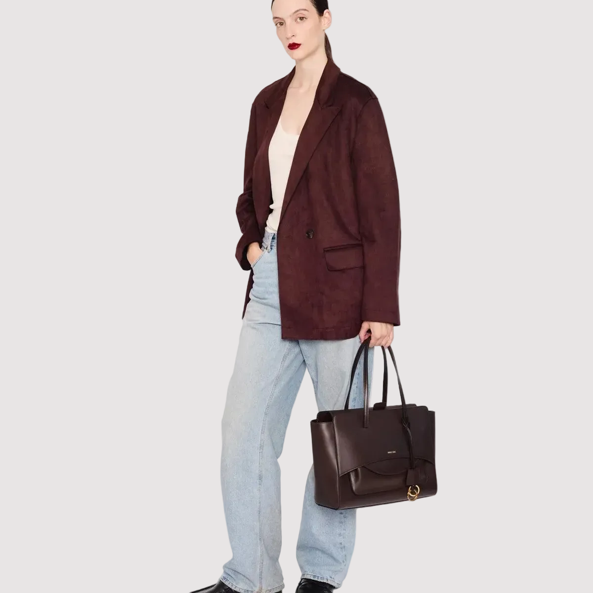 Hidesins borsa a mano Flap L in pelle testa di moro