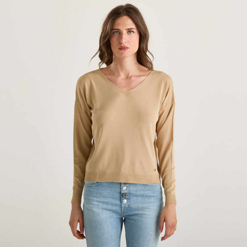 Relish maglioncino scollo a v in tessuto beige