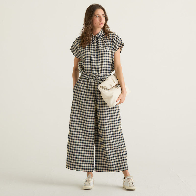 Weekend MaxMara pantalone in batavia di cotone blu