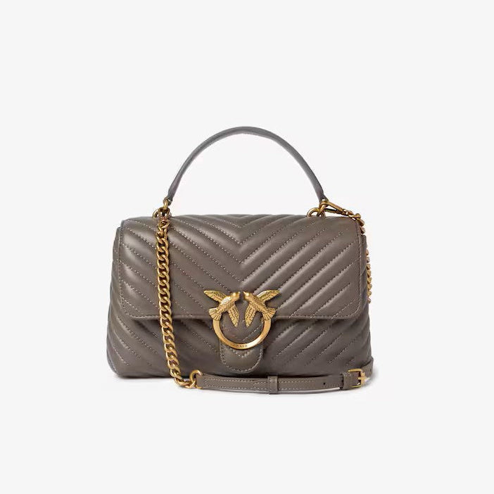 Pinko classic lady love bag puff chevron grigia