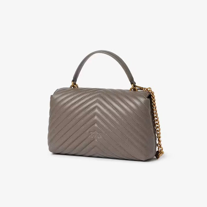 Pinko classic lady love bag puff chevron grigia