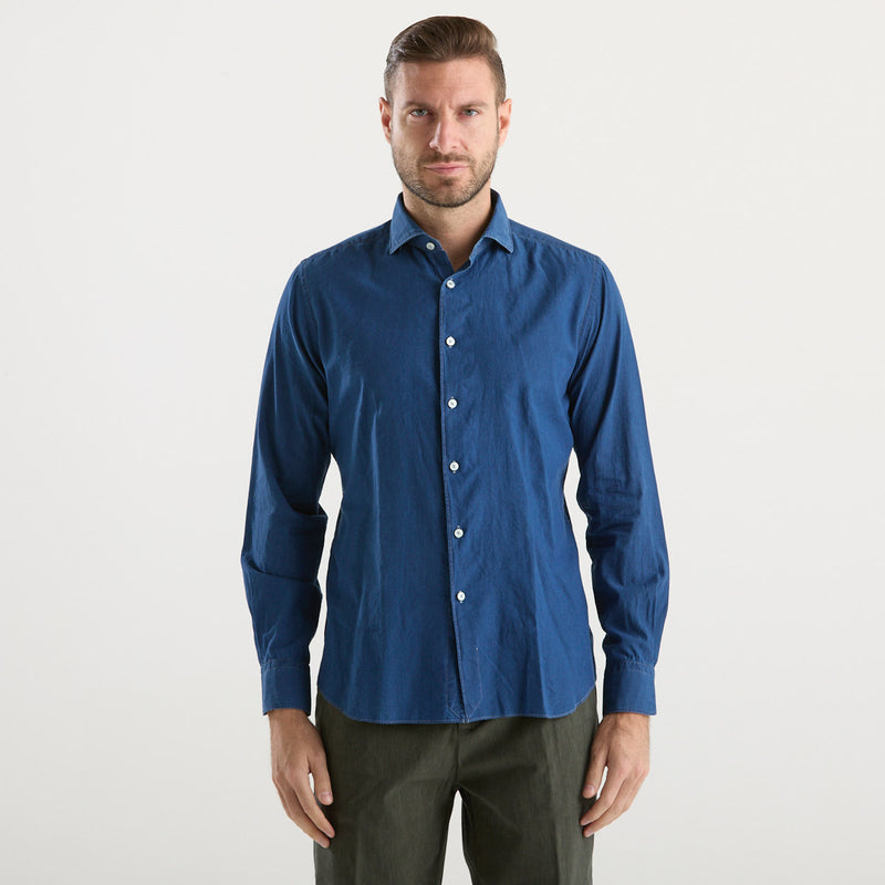 Xacus camicia Washed francese tessuto blu