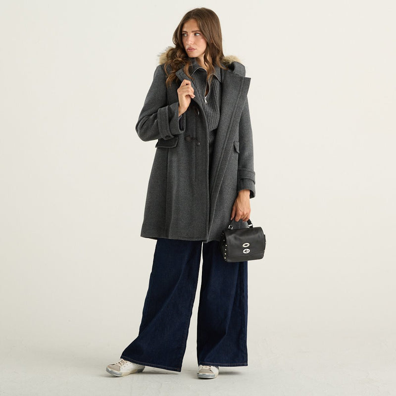Weekend Max Mara cappotto donna Epica in lana grigio medio con cappuccio