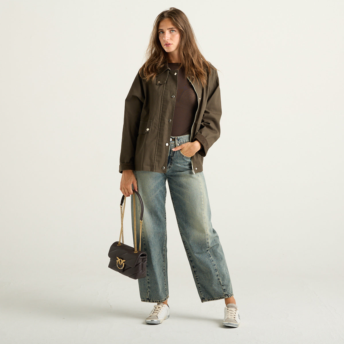 Haveone Giacca Field Donna Marrone con Collo in Velluto