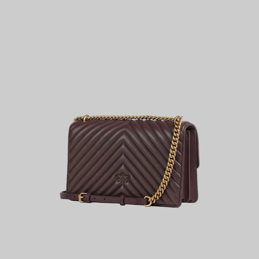 Pinko classic love bag one chevron pelle marrone