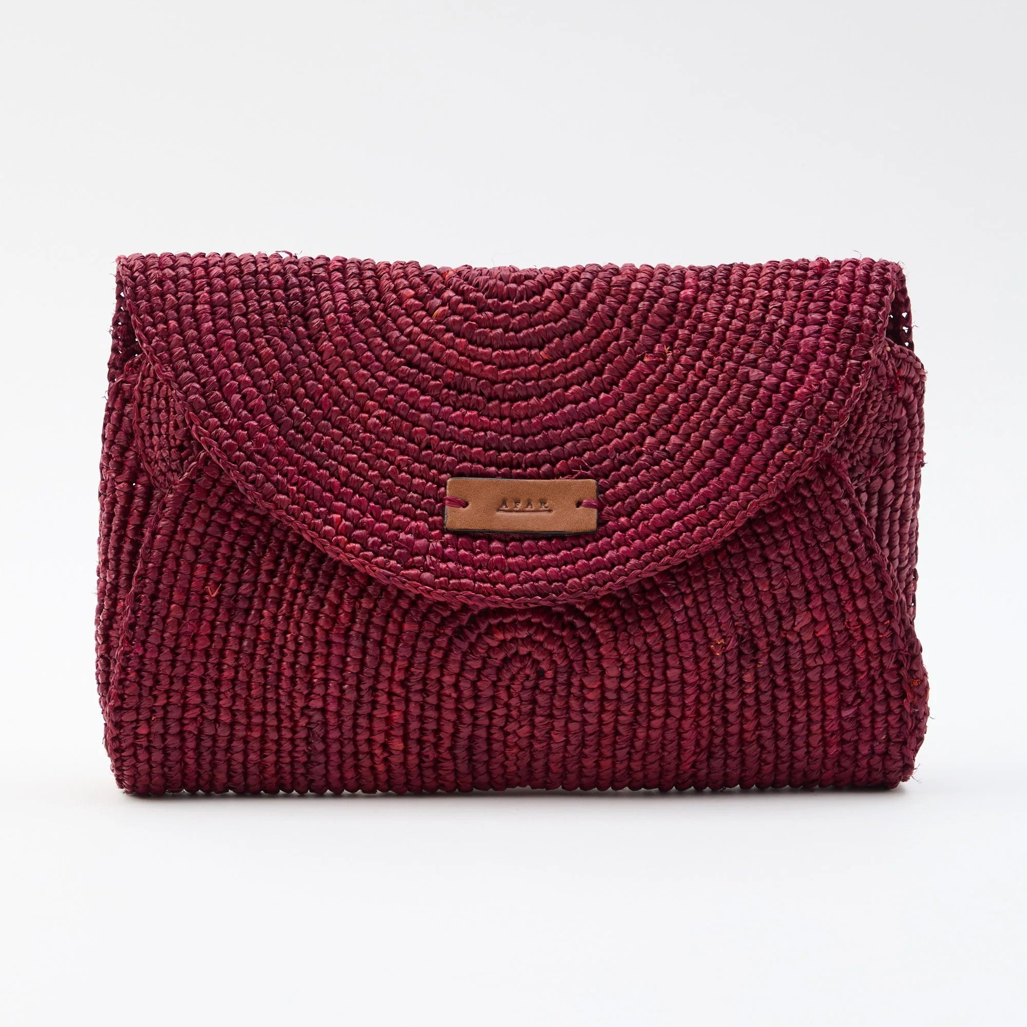 Afar borsa Samira tracolla in raffia bordeaux