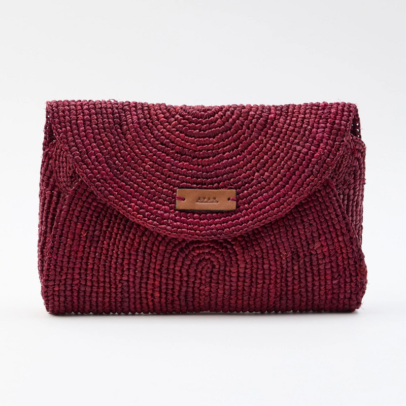 Afar borsa Samira tracolla in raffia bordeaux