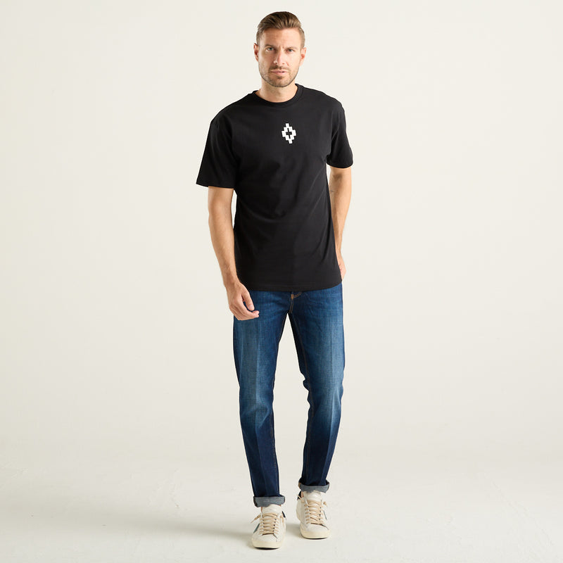 Marcelo Burlon Cross T-Shirt Uomo Nera con Maxi Logo