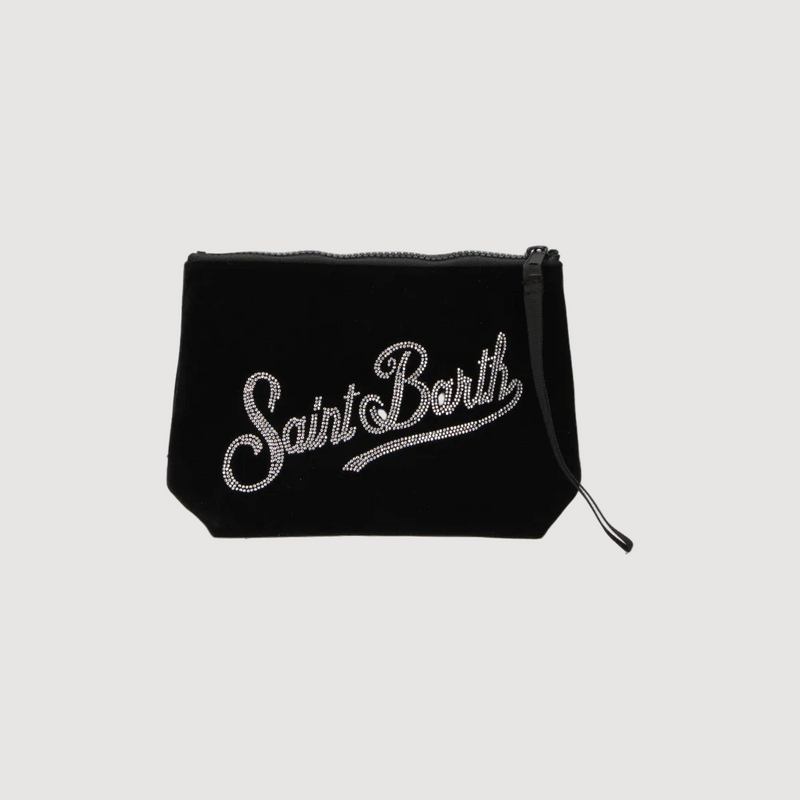 Mc2 Saint Barth pochette Aline Velvet Strass nera